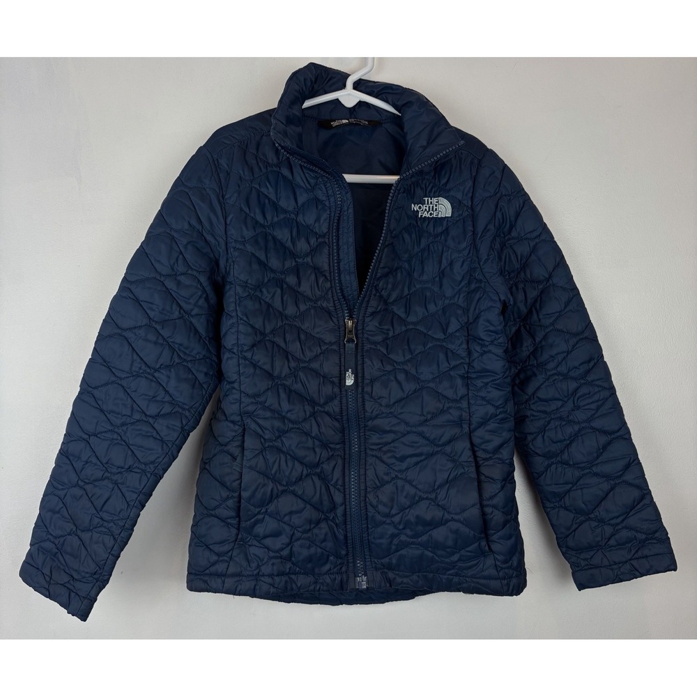 The North Face Jacket Girl Small Full Zip Thermoball Quilt Navy Lightweight Read